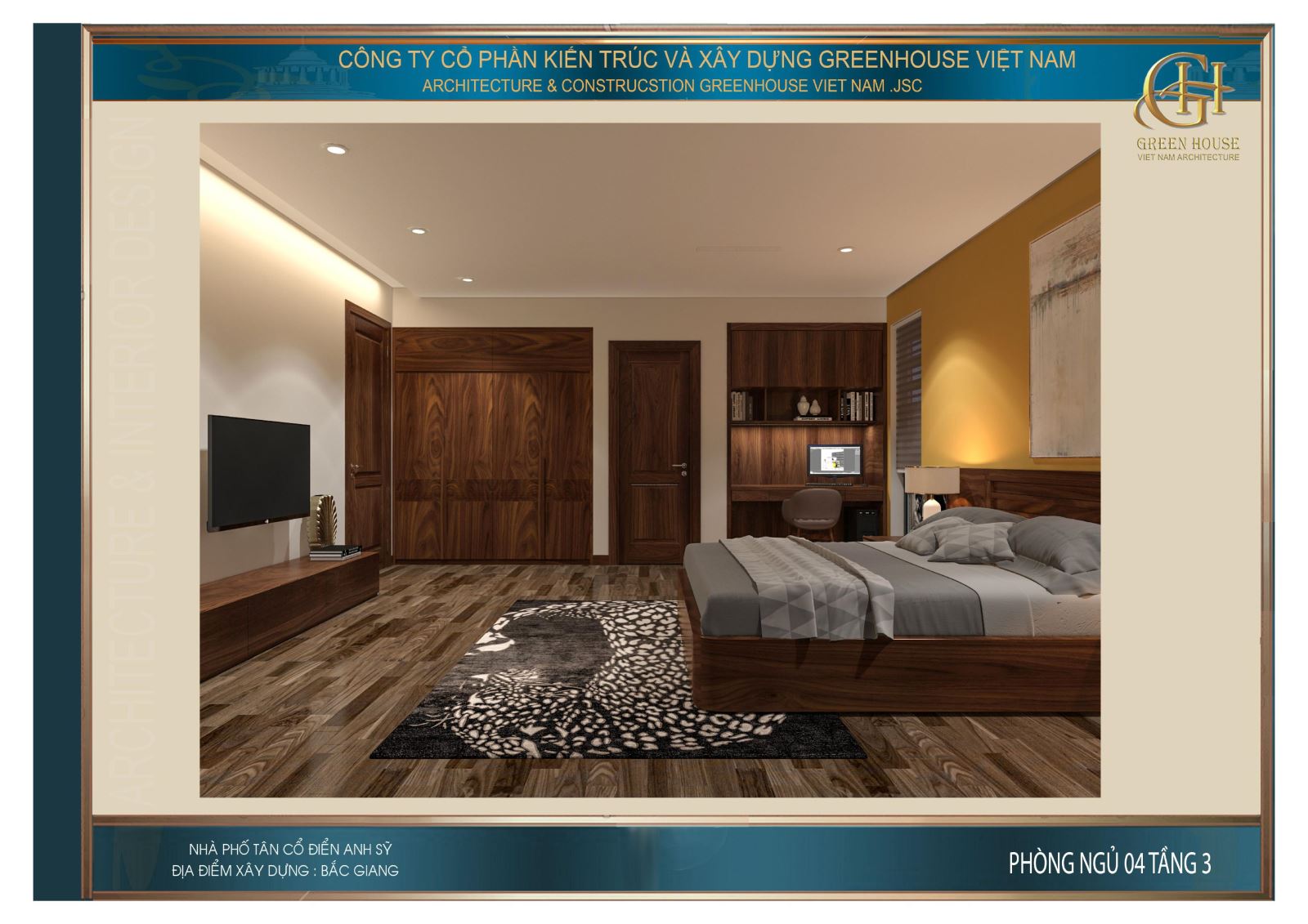 Toàn cảnh không gian bên trong của phòng ngủ tại tầng 3