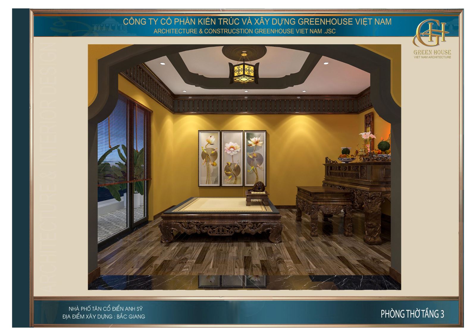 Thiết kế phòng thờ thanh nhã, lịch lãm và trang nghiêm