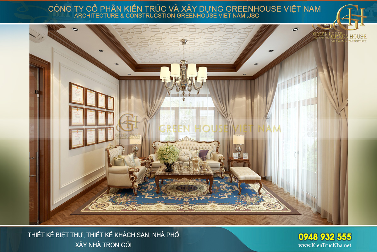 Thiết kế nội thất biệt thự tân cổ điển 3 tầng 