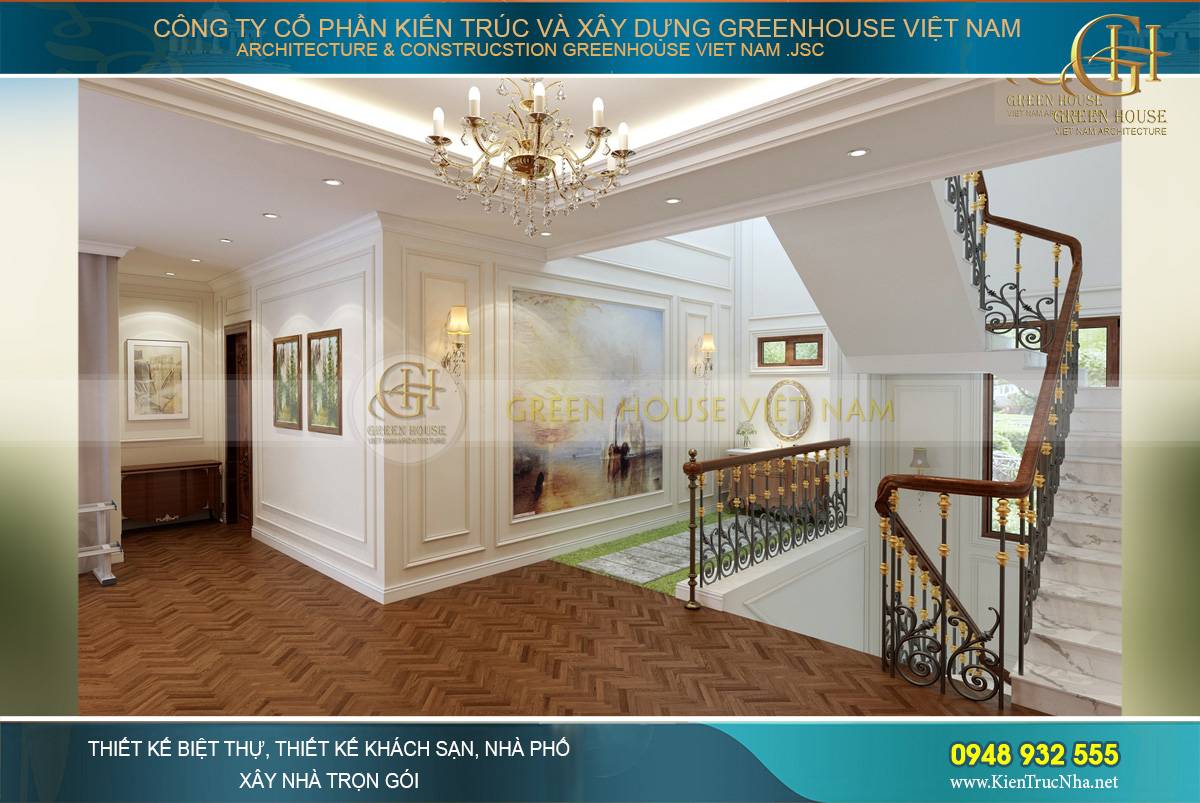 Thiết kế nội thất biệt thự tân cổ điển 3 tầng 