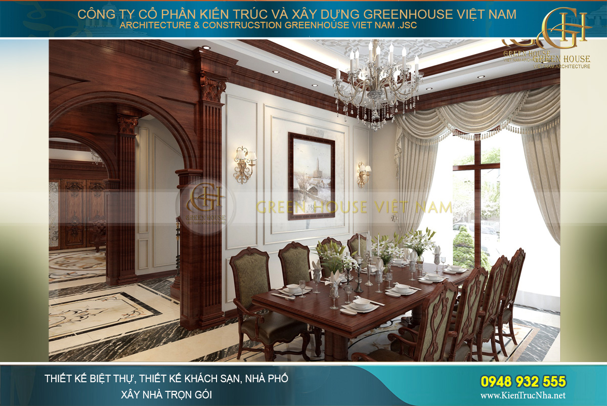 Thiết kế nội thất biệt thự tân cổ điển 3 tầng 