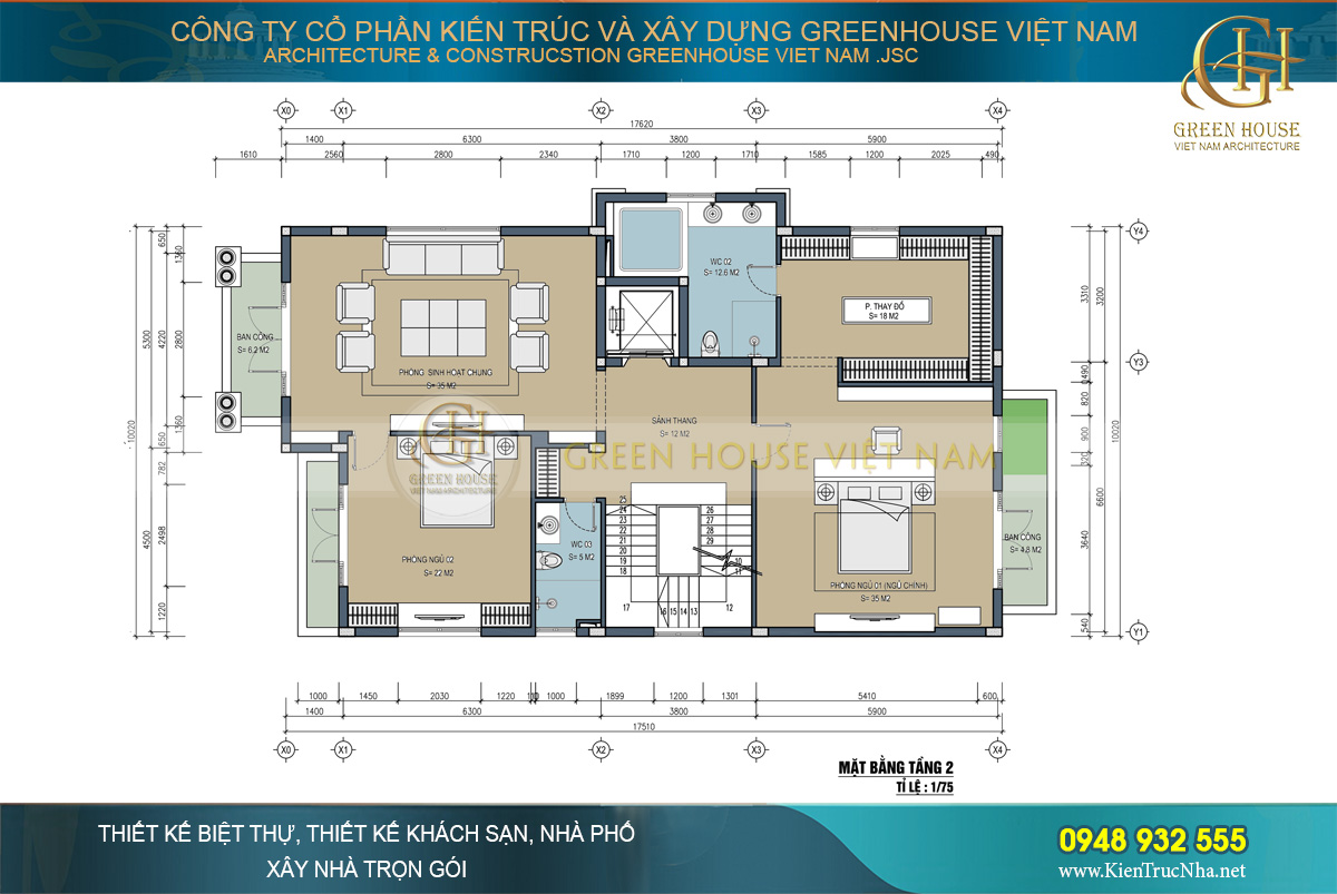 thiết kế nội thất biệt thự tân cổ điển 3 tầng tại hải phòng