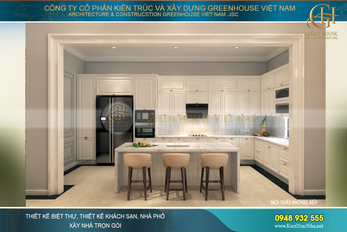 thiết kế nội thất biệt thự tân cổ điển 3 tầng tại hải phòng