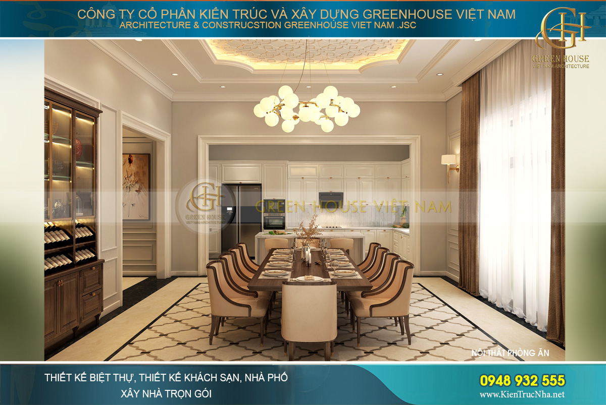 thiết kế nội thất biệt thự tân cổ điển 3 tầng tại hải phòng