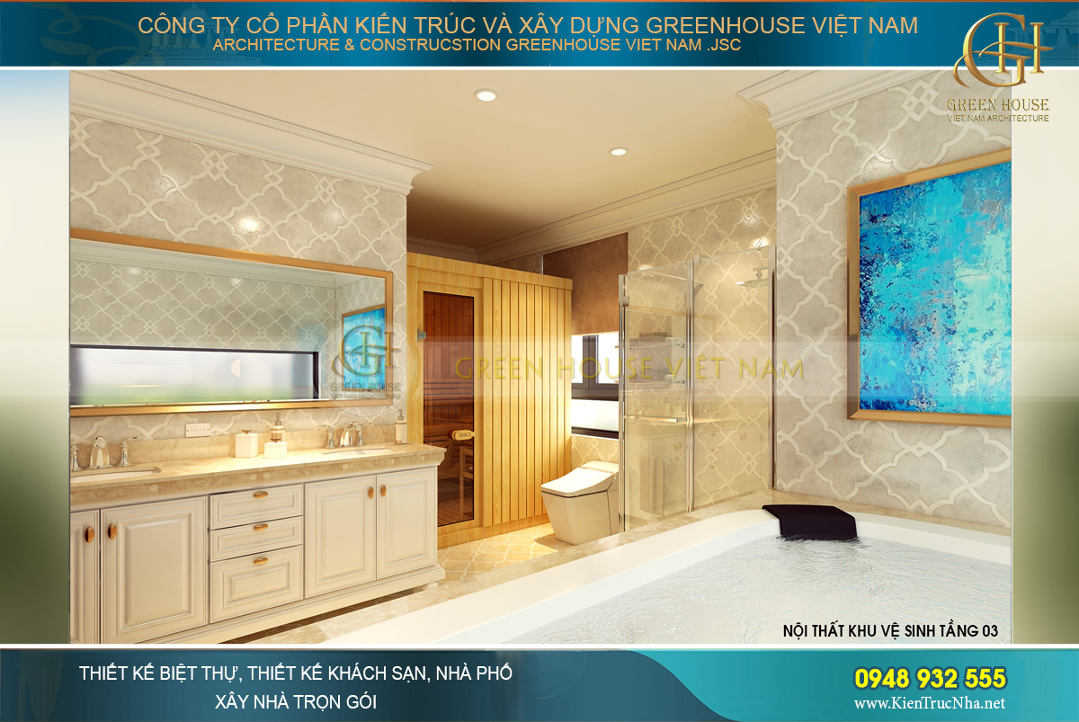 thiết kế nội thất biệt thự tân cổ điển 3 tầng tại hải phòng