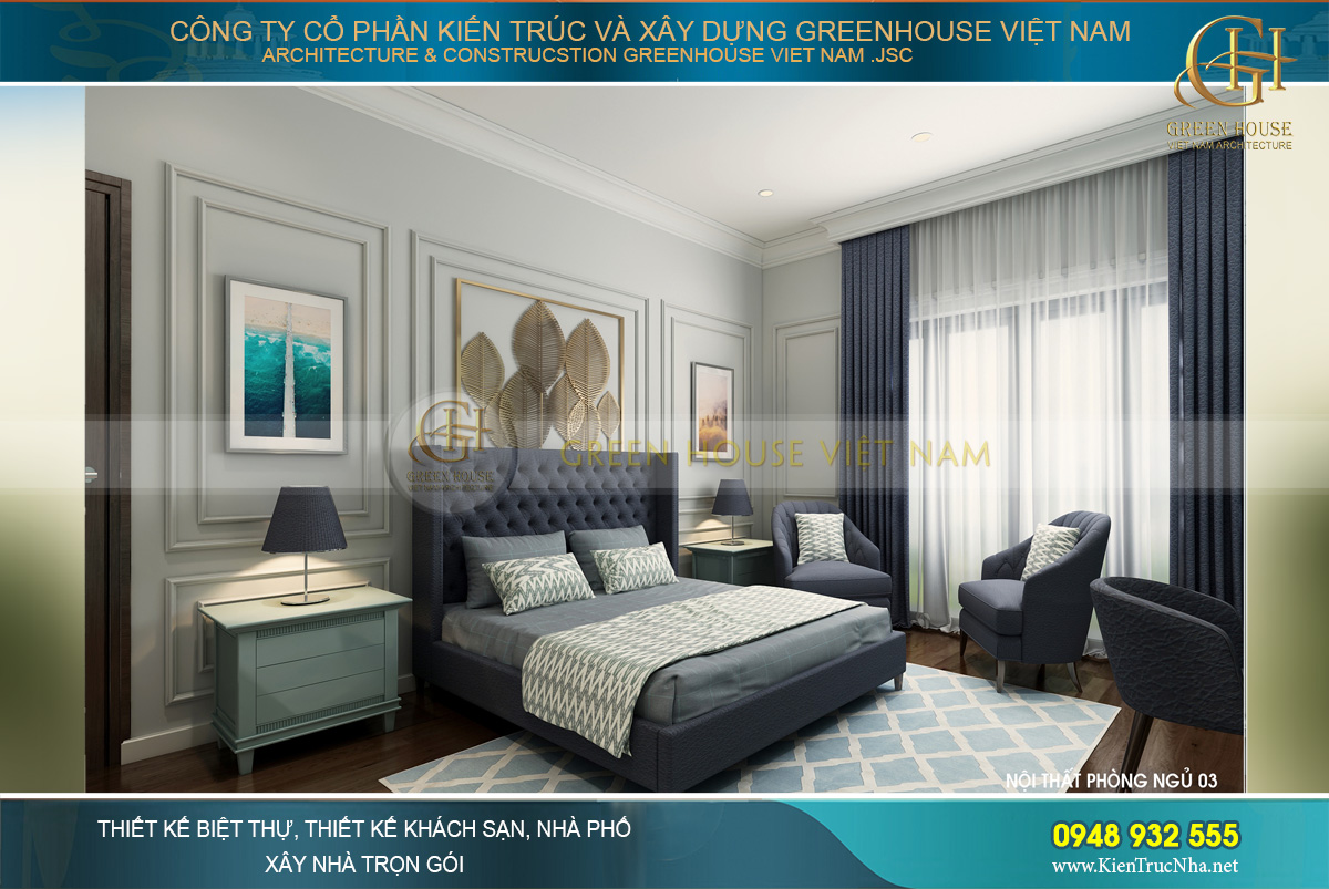 thiết kế nội thất biệt thự tân cổ điển 3 tầng tại hải phòng