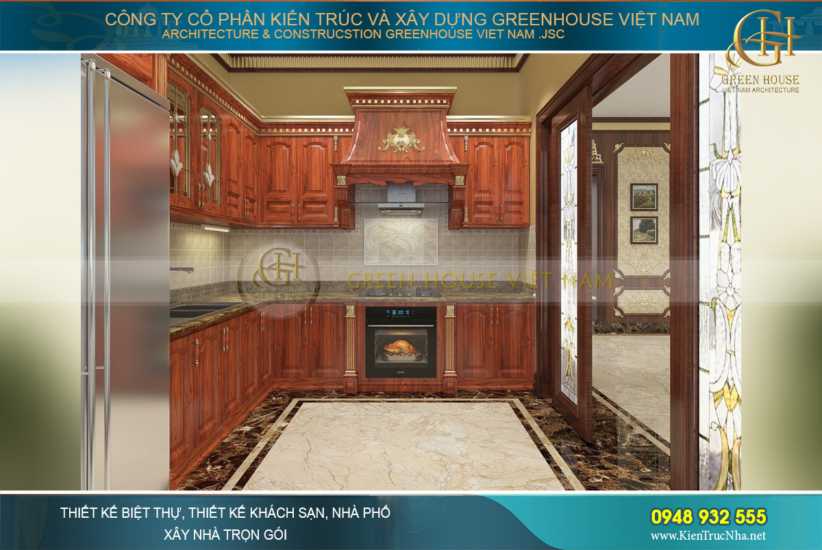 thiết kế nội thất biệt thự tân cổ điển 4 tầng 400m2