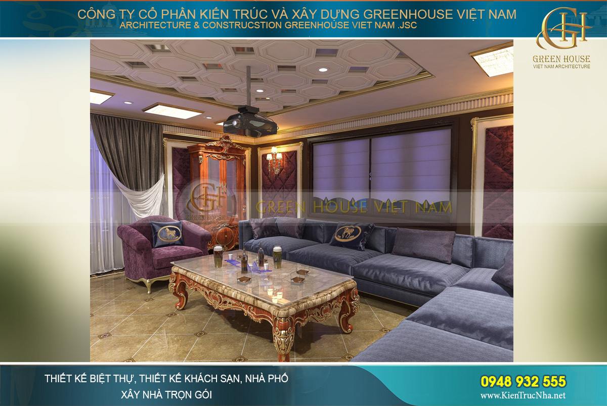 thiết kế nội thất biệt thự tân cổ điển 4 tầng 400m2