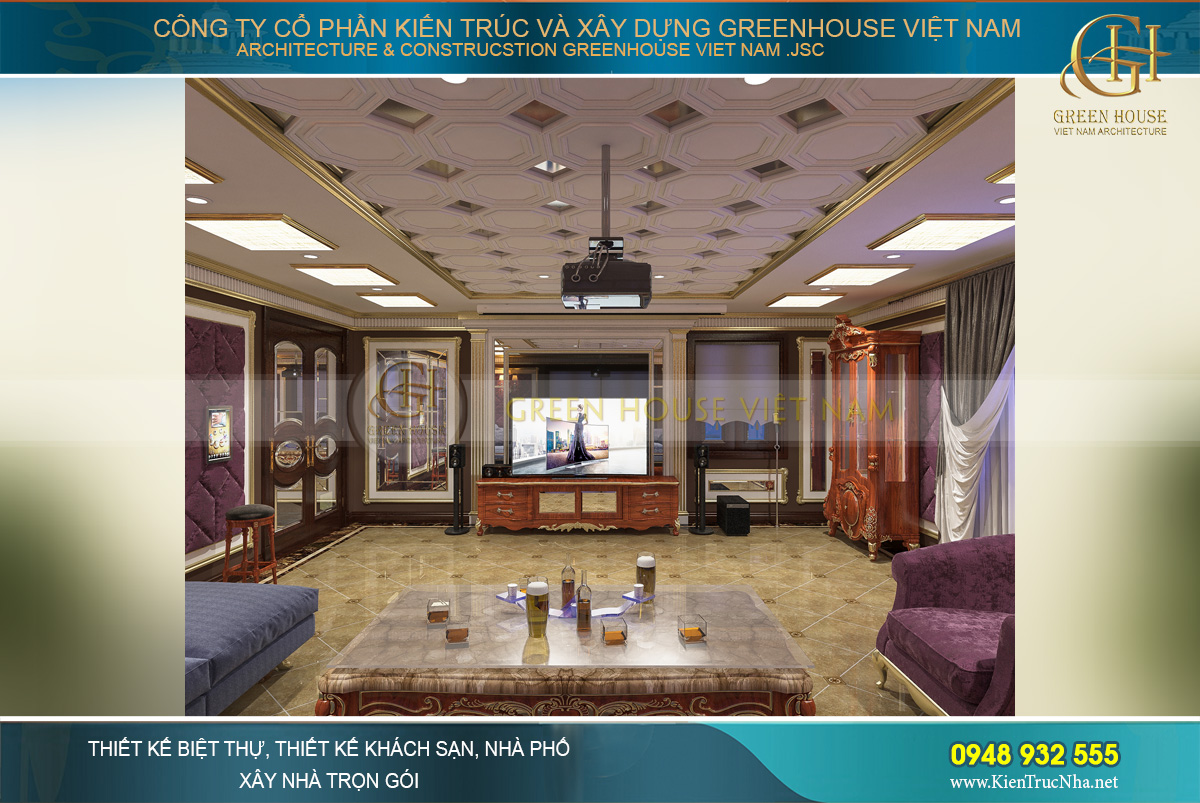 thiết kế nội thất biệt thự tân cổ điển 4 tầng 400m2