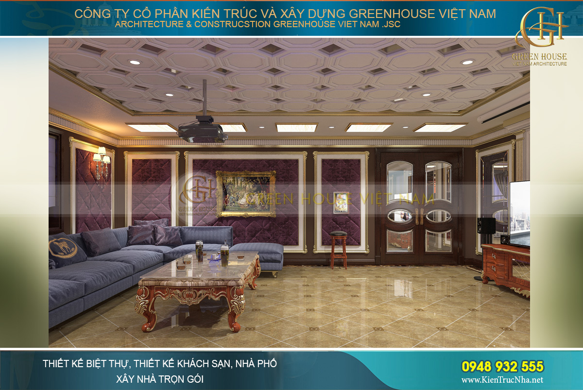 thiết kế nội thất biệt thự tân cổ điển 4 tầng 400m2