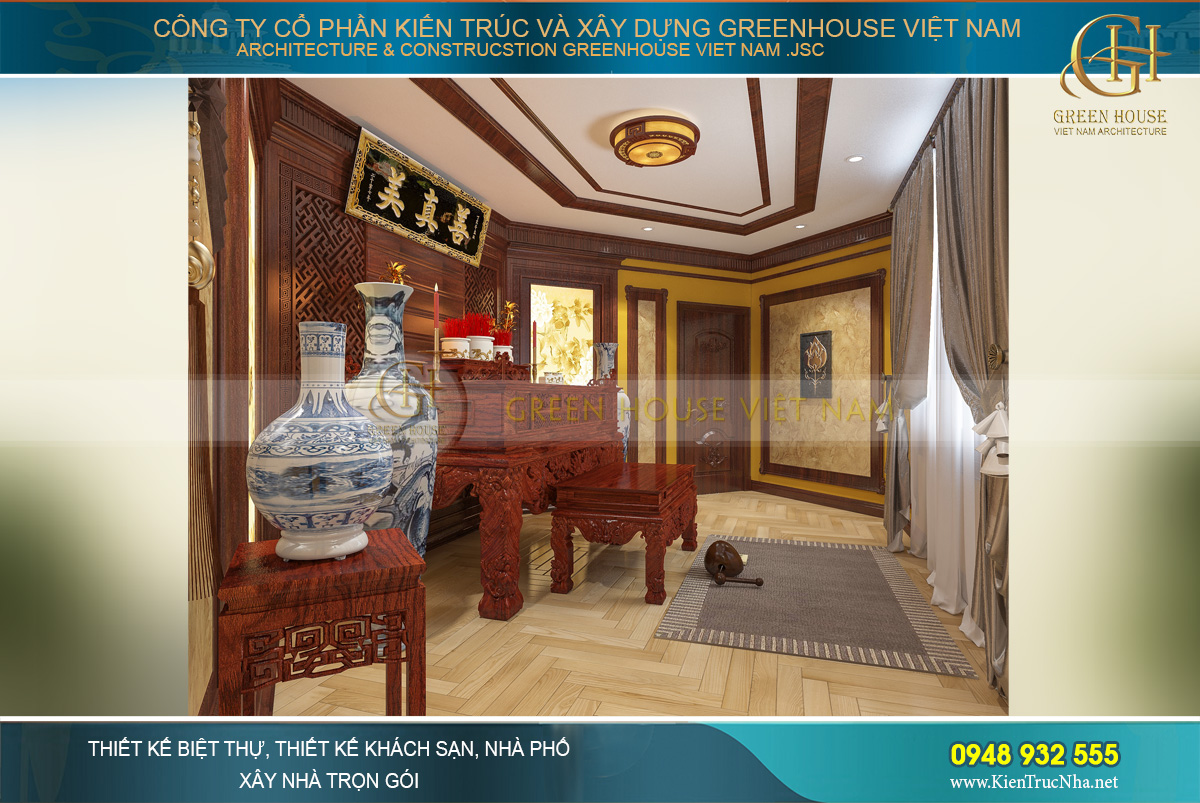 thiết kế nội thất biệt thự tân cổ điển 4 tầng 400m2