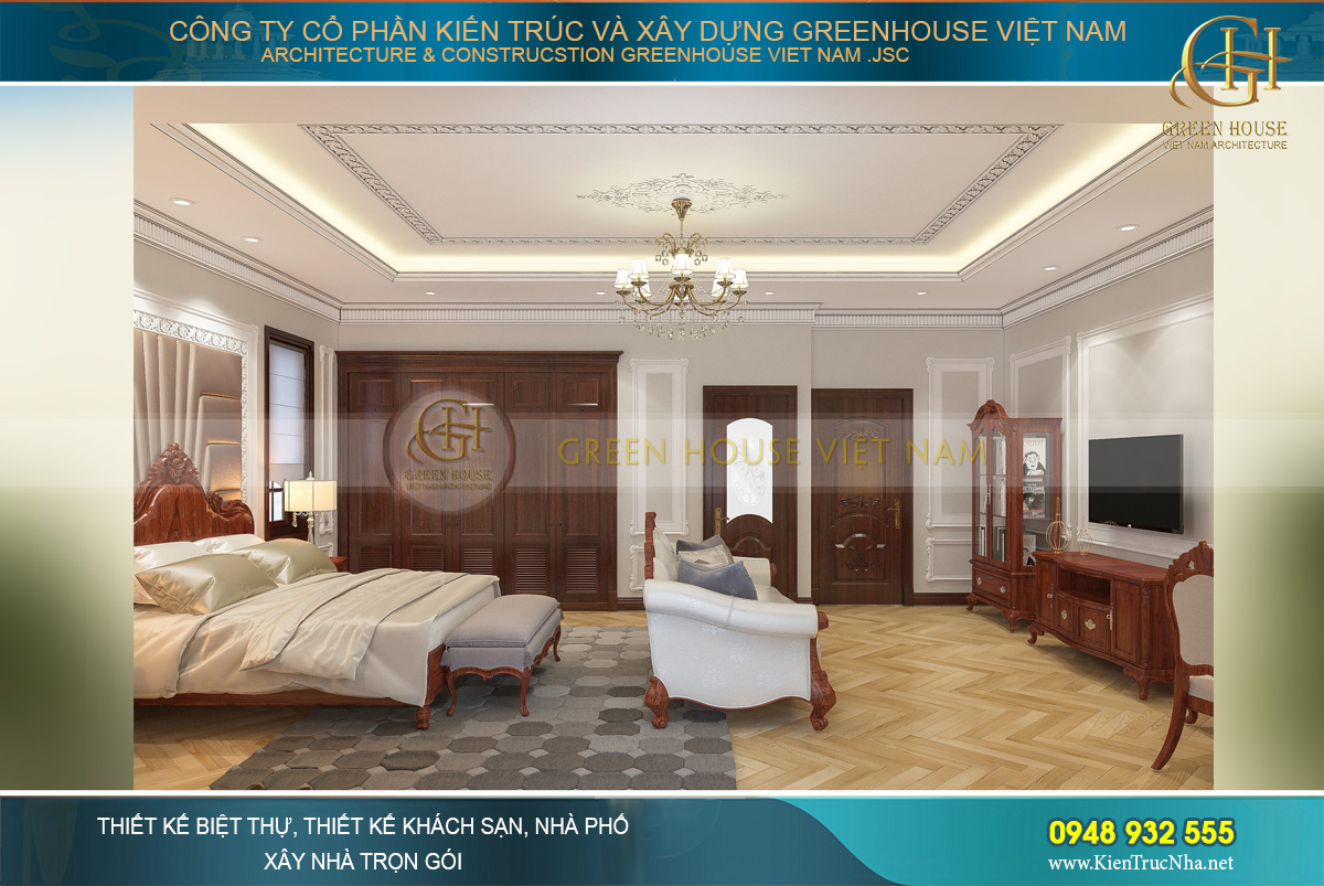 thiết kế nội thất biệt thự tân cổ điển 4 tầng 400m2