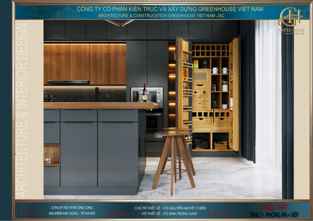 Phòng bếp sử dụng nội thất thông minh vừa khoa học lại tiết kiệm diện tích