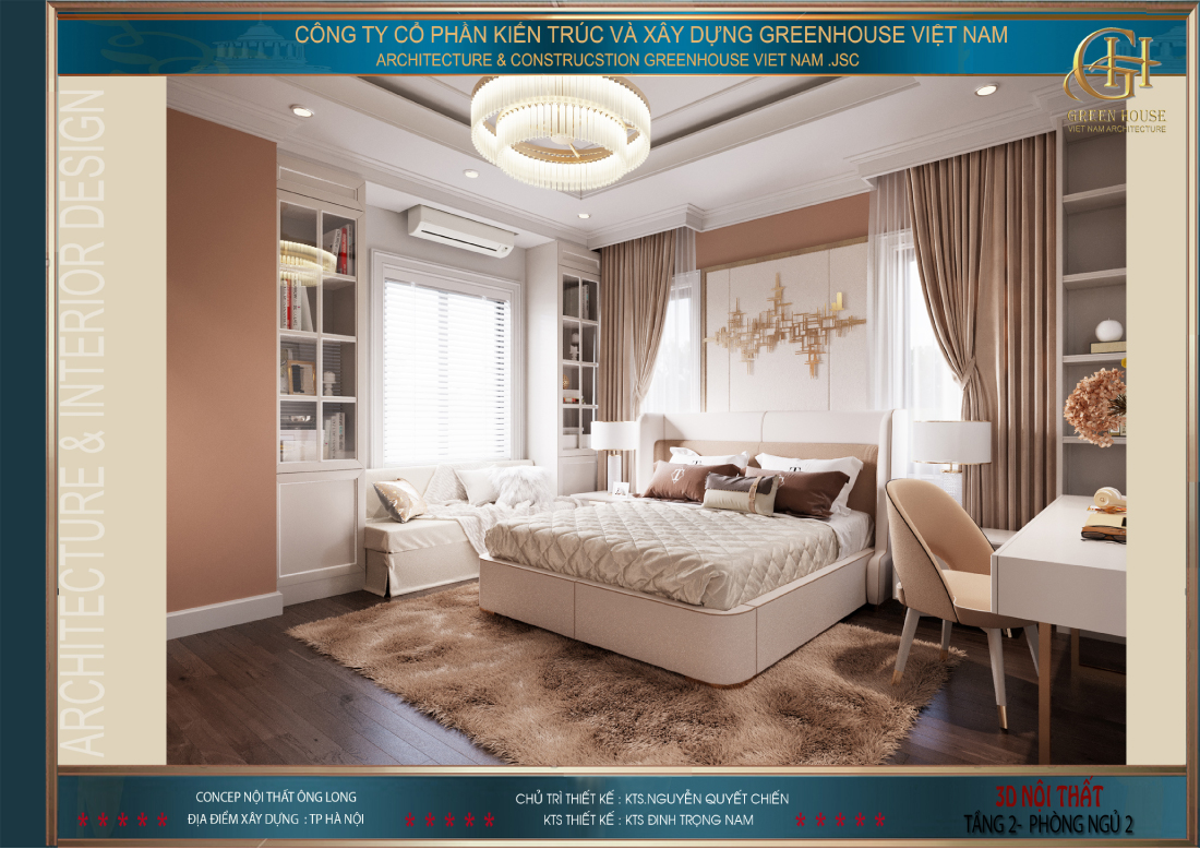 Căn phòng ngủ cao cấp như phòng khách sạn 5 sao thể hiện rõ gu thẩm mỹ của chủ nhân