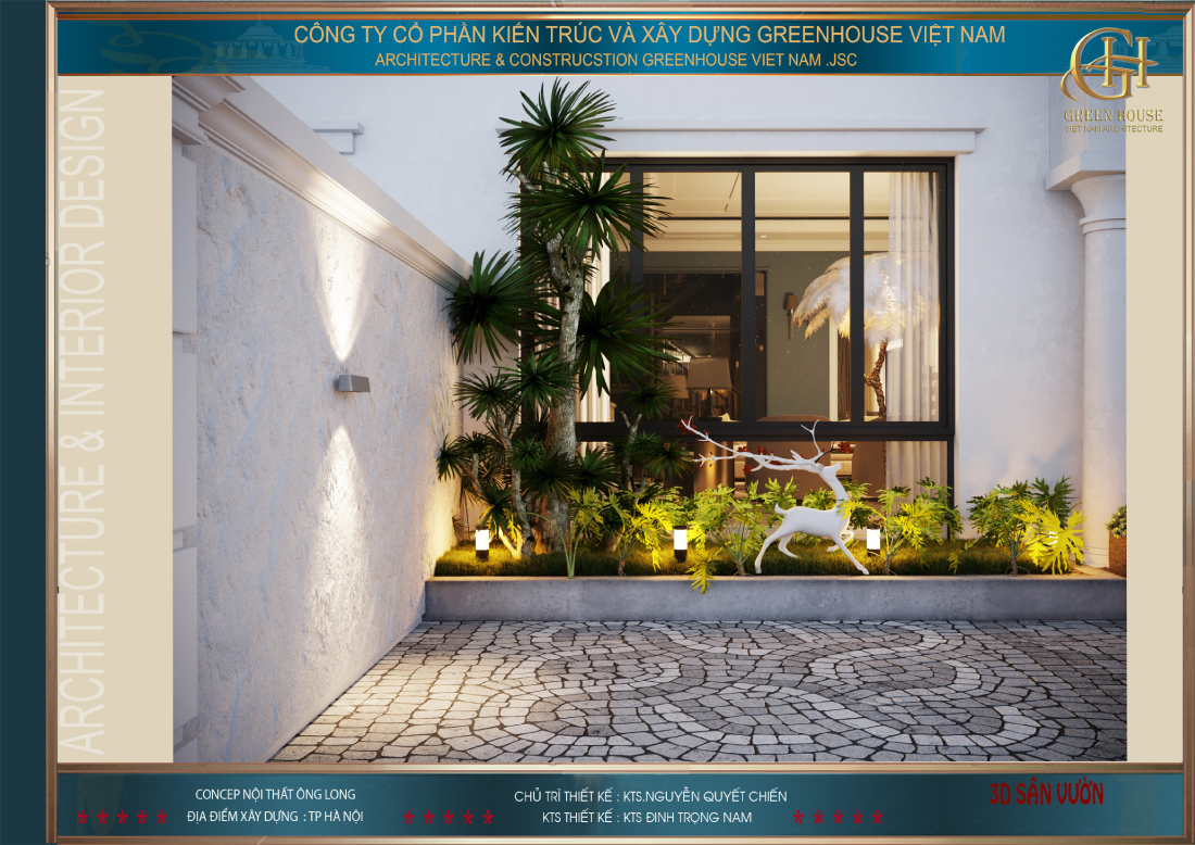 Không gian sân vườn đằng sau phòng khách