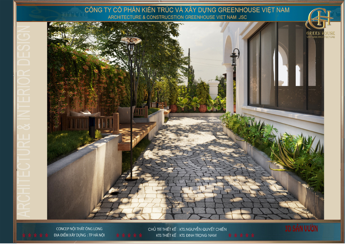 Con đường đi vào nhà tràn ngập bóng mát vào ban ngày