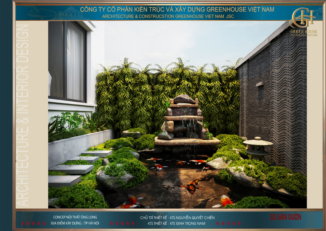 Thác nước mini kết hợp với cây xanh tạo nên vẻ đẹp độc đáo