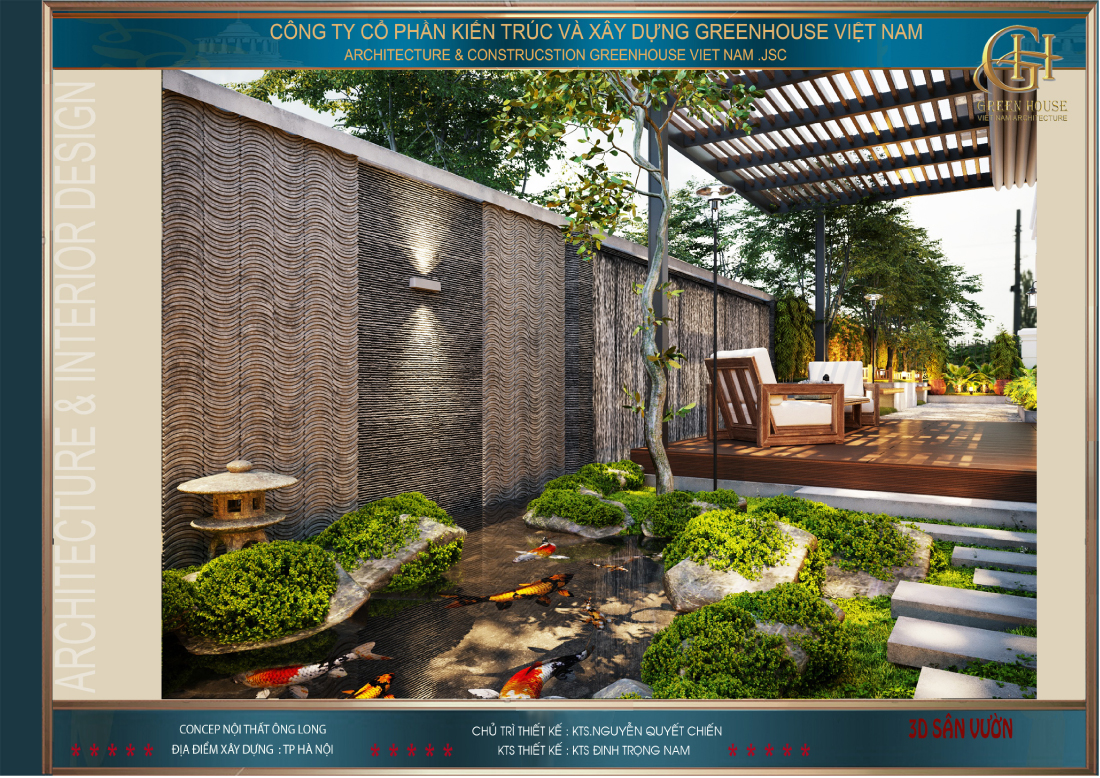 Bộ ghế đôi ở sân vườn giúp gia chủ có thể vừa uống trà vừa ngắm cảnh