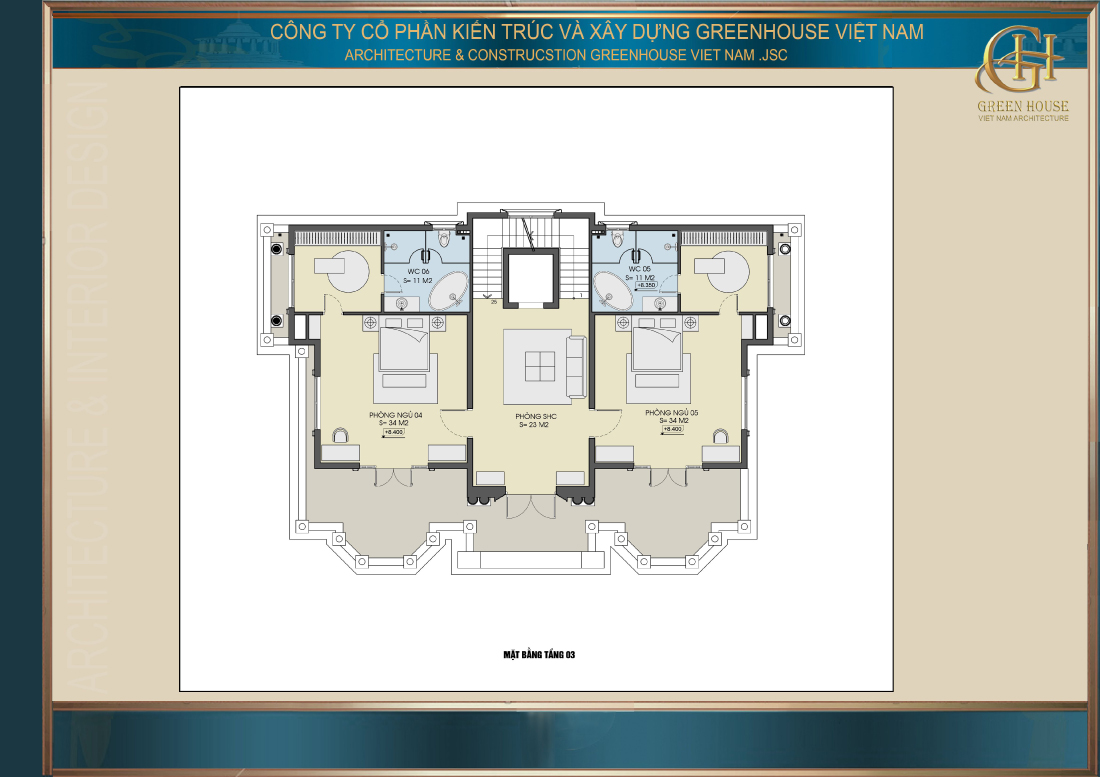 Bố trí công năng sử dụng tầng 3 của biệt thự tân cổ điển 4 tầng