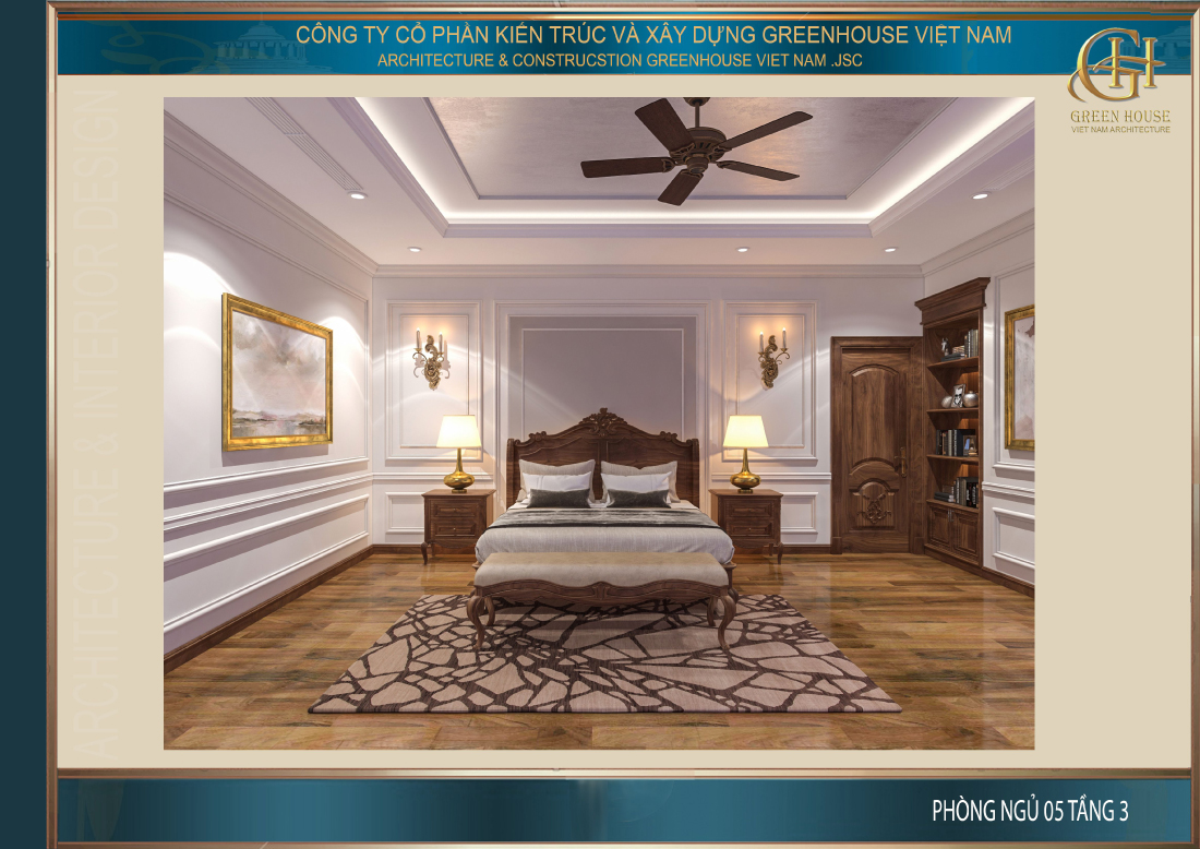 Thiết kế nội thất phòng ngủ số 5 của biệt thự tân cổ điển tại Thái Nguyên