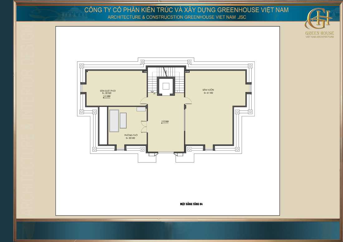 Bố trí công năng sử dụng tầng 4 của biệt thự tân cổ điển 4 tầng