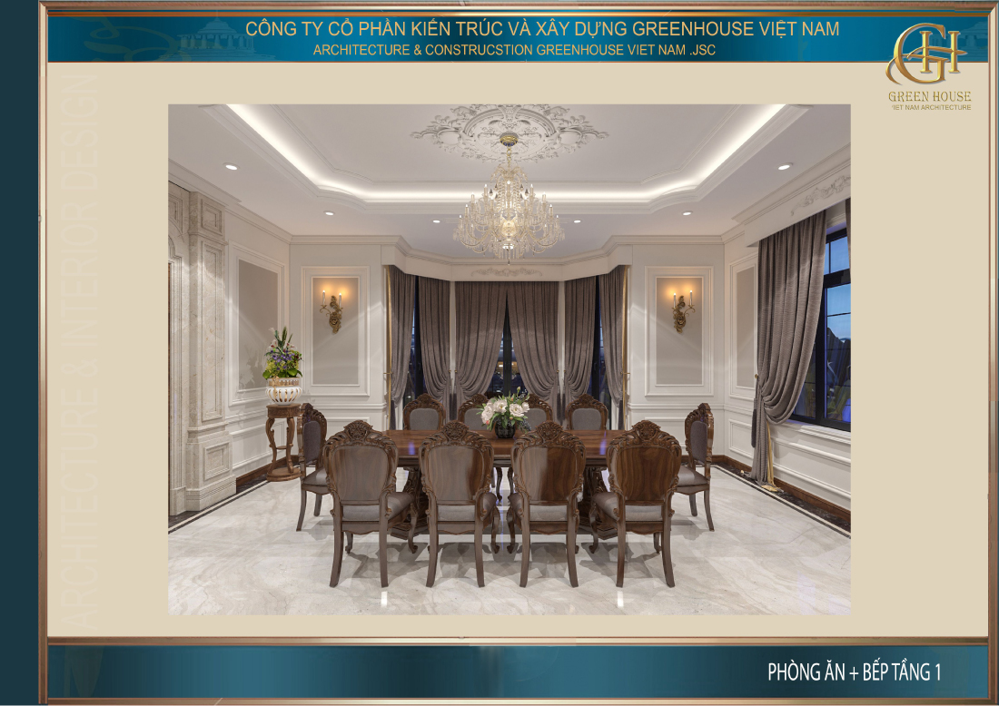 Bộ bàn ăn 10 ghế phù hợp với những bữa tiệc của gia chủ