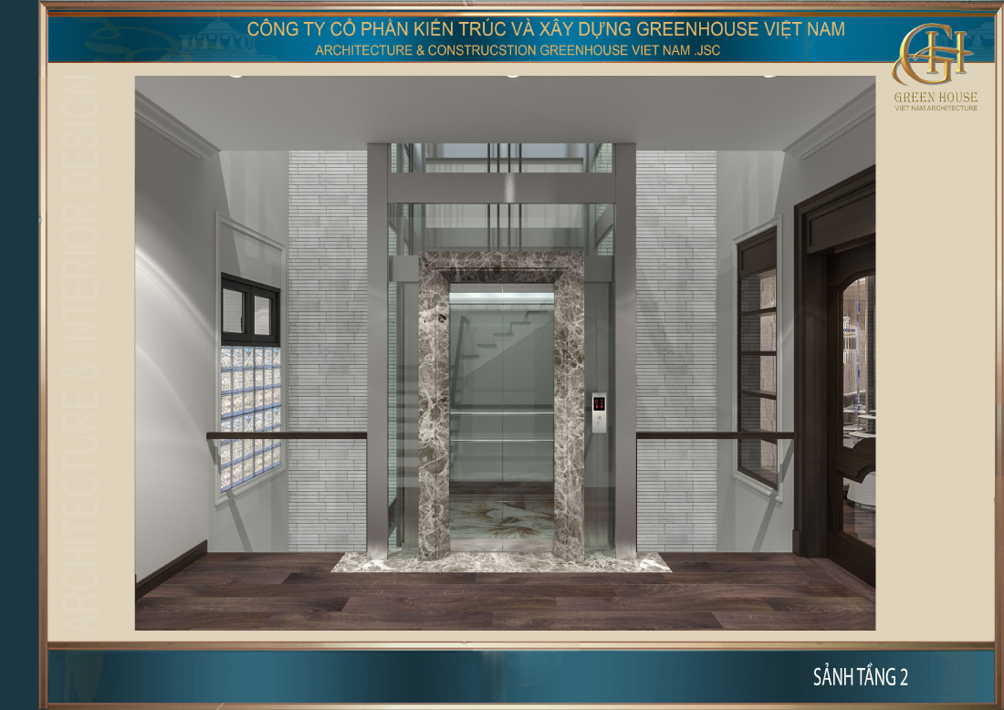 Thiết kế hệ thống thang bộ và thang máy nối liền không gian giữa các tầng của nhà phố