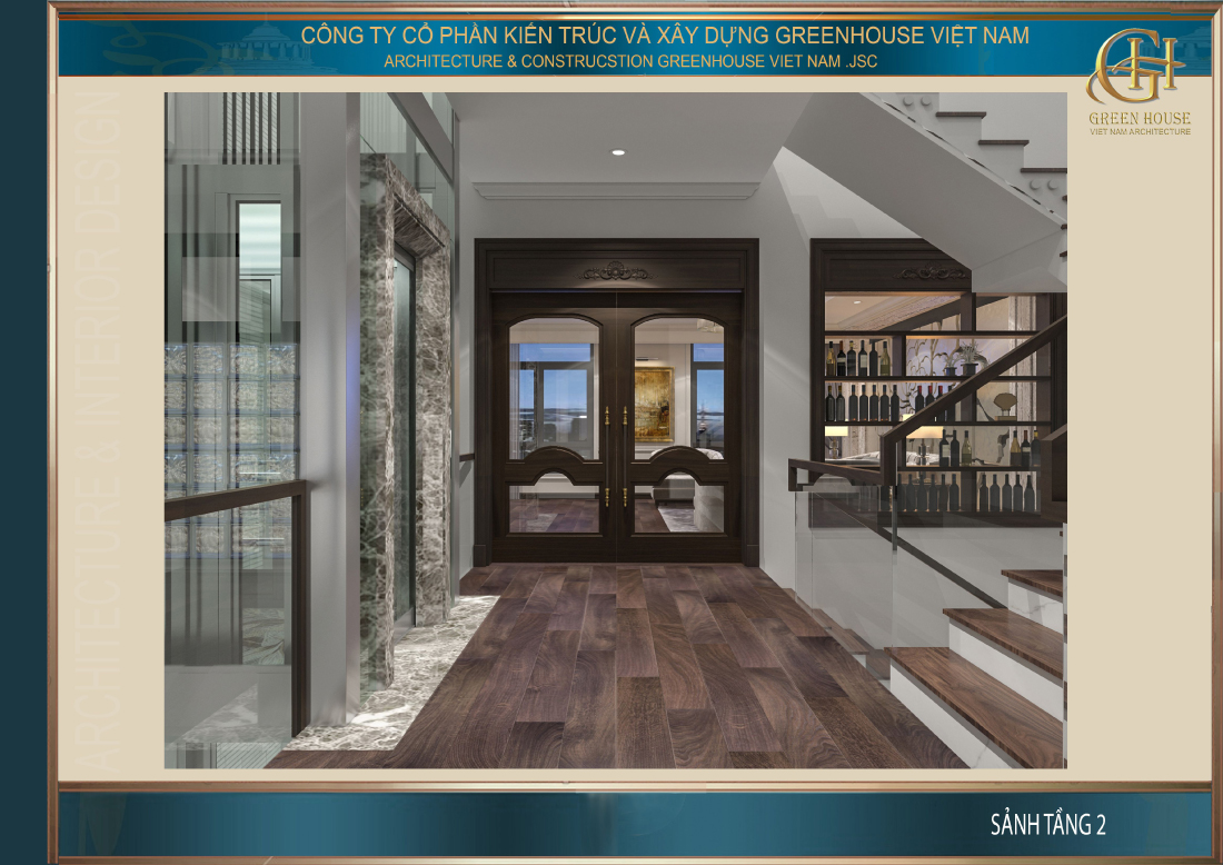 Lối đi vào phòng sinh hoạt chung tại tầng 2