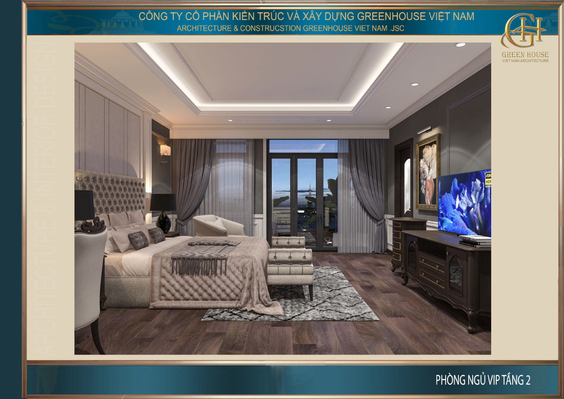 Phòng ngủ master của nhà phố tân cổ điển 4 tầng tại Ninh Bình