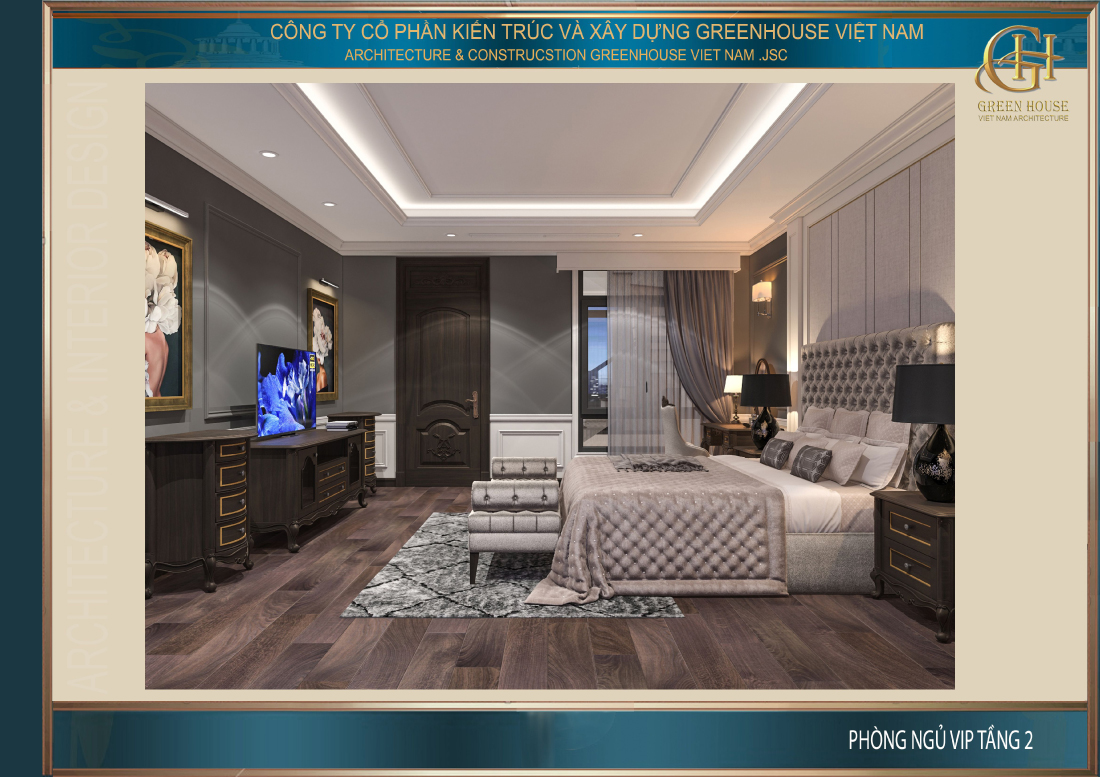 Toàn cảnh không gian lớn của phòng ngủ master với vẻ đẹp vô cùng sang trọng, tựa như phòng ngủ của khách sạn 5 sao