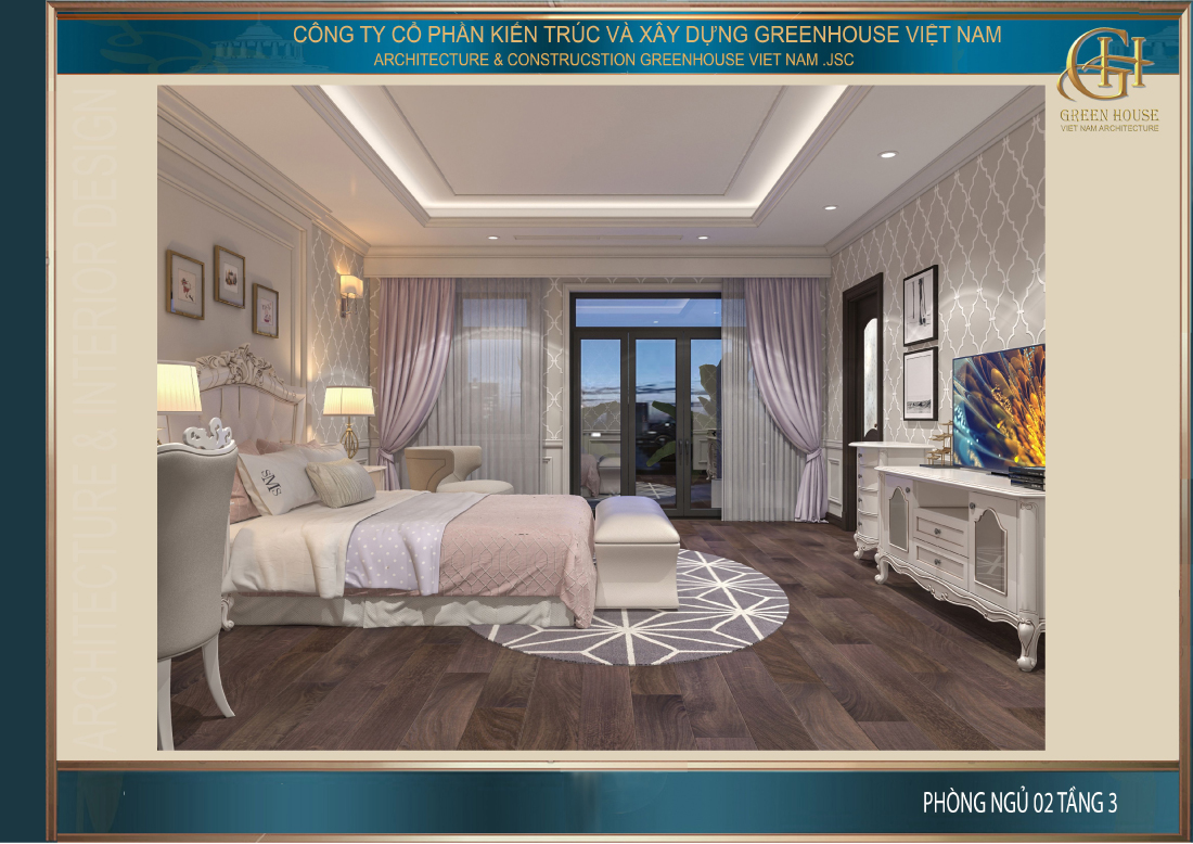 Căn phòng ngủ số 2 tại tầng 3 được thiết kế dành cho con gái