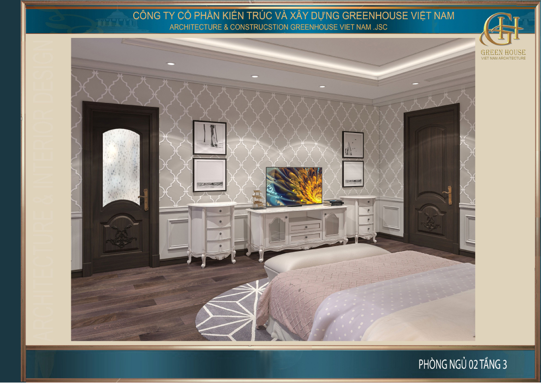 Phòng ngủ được bố trí đầy đủ mọi vật dụng cần thiết cho sinh hoạt