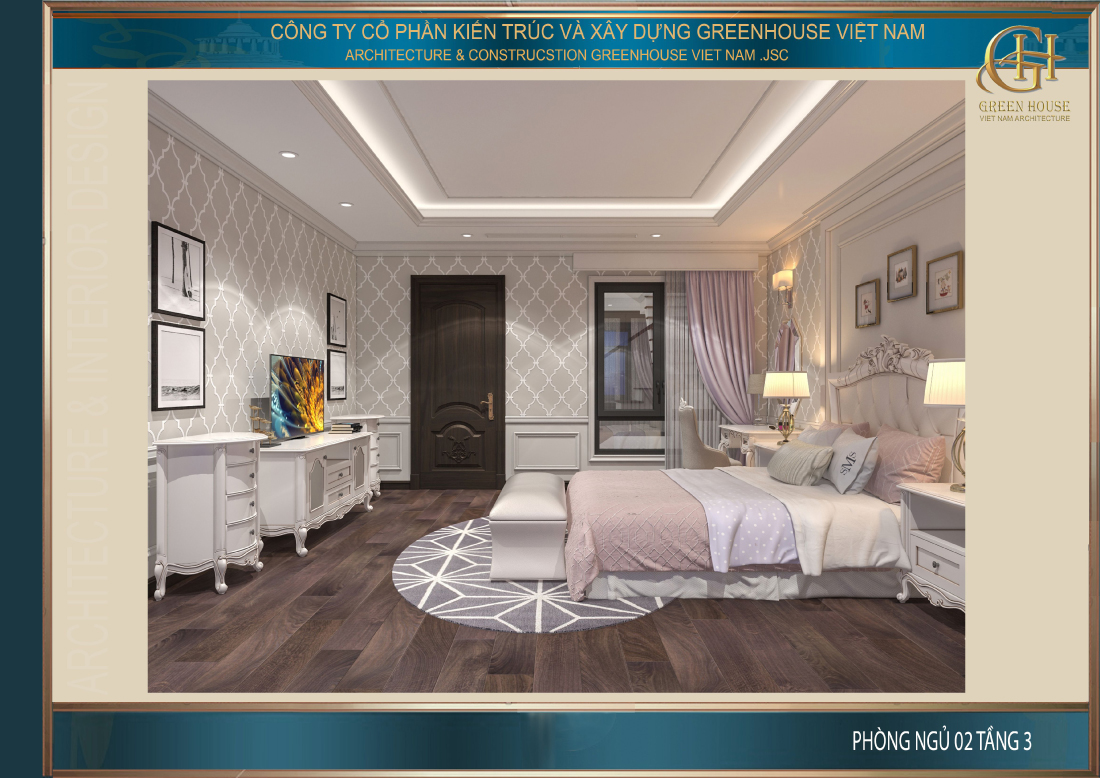 Toàn cảnh không gian phòng ngủ số 2 tại tầng 3