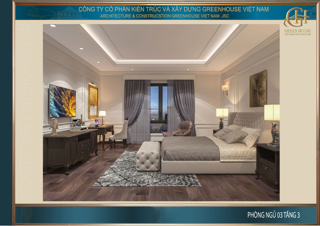 Tone màu trắng được lựa chọn thiết kế chính cho phòng ngủ số 3
