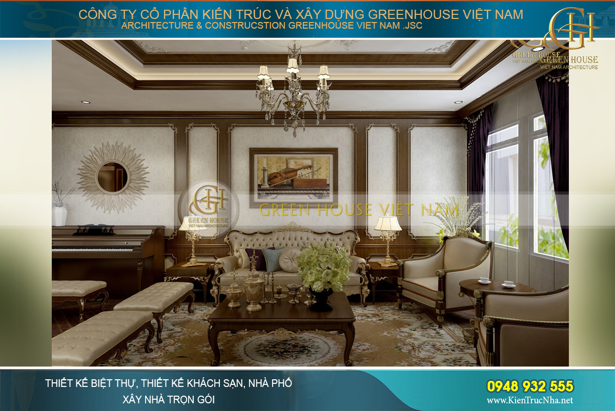 thiết kế nội thất biệt thự tân cổ điển waterfront Hải Phòng