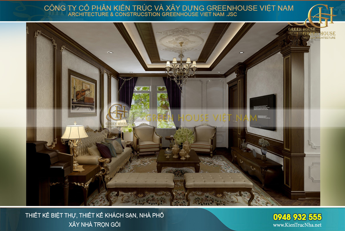 thiết kế nội thất biệt thự tân cổ điển waterfront Hải Phòng