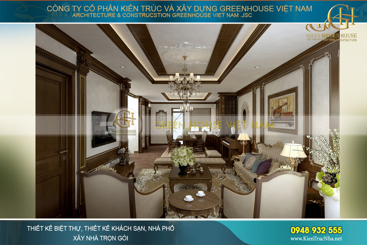 thiết kế nội thất biệt thự tân cổ điển waterfront Hải Phòng