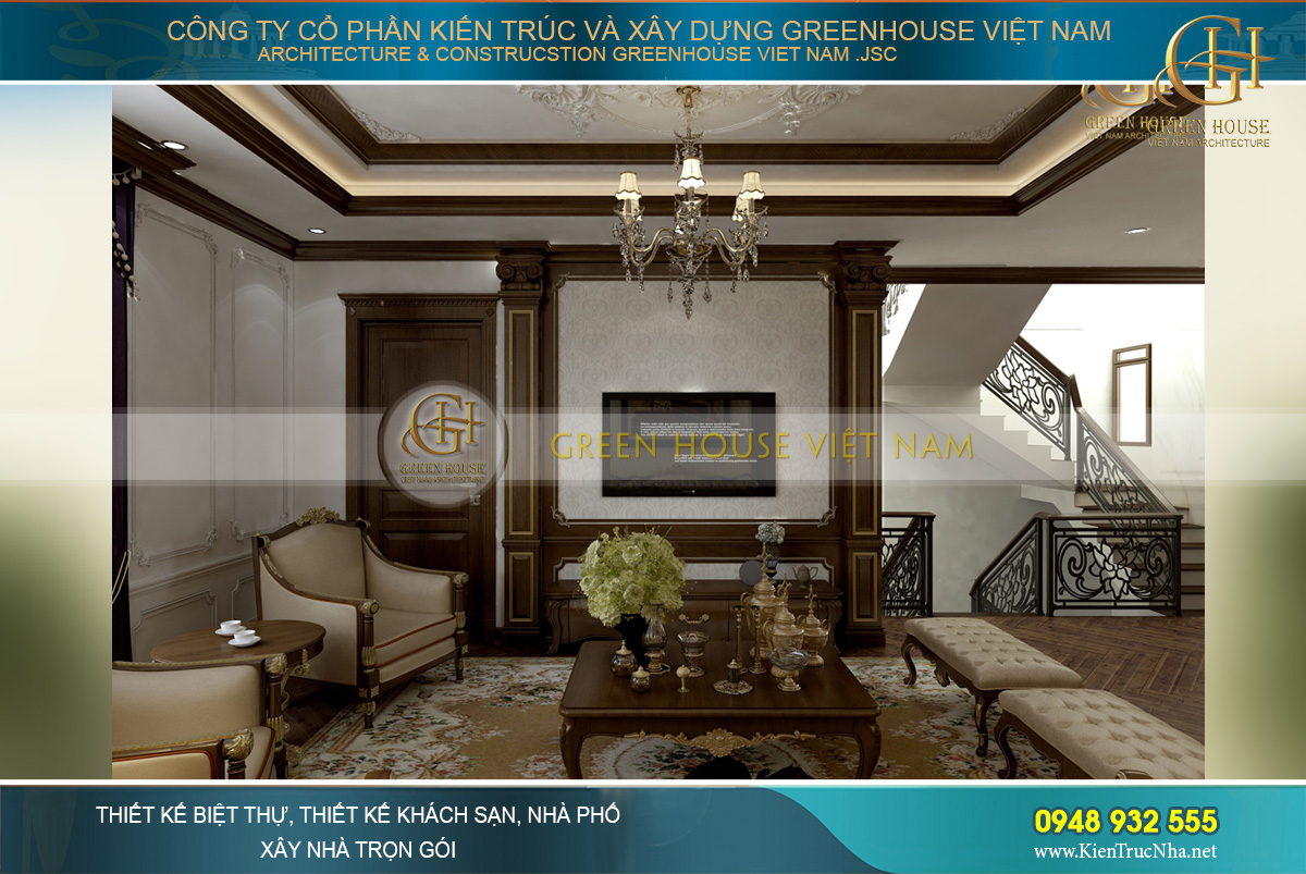 thiết kế nội thất biệt thự tân cổ điển waterfront Hải Phòng