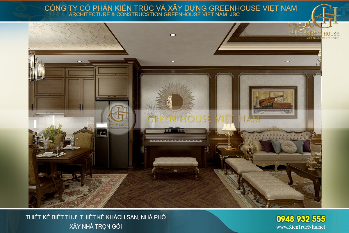 thiết kế nội thất biệt thự tân cổ điển waterfront Hải Phòng