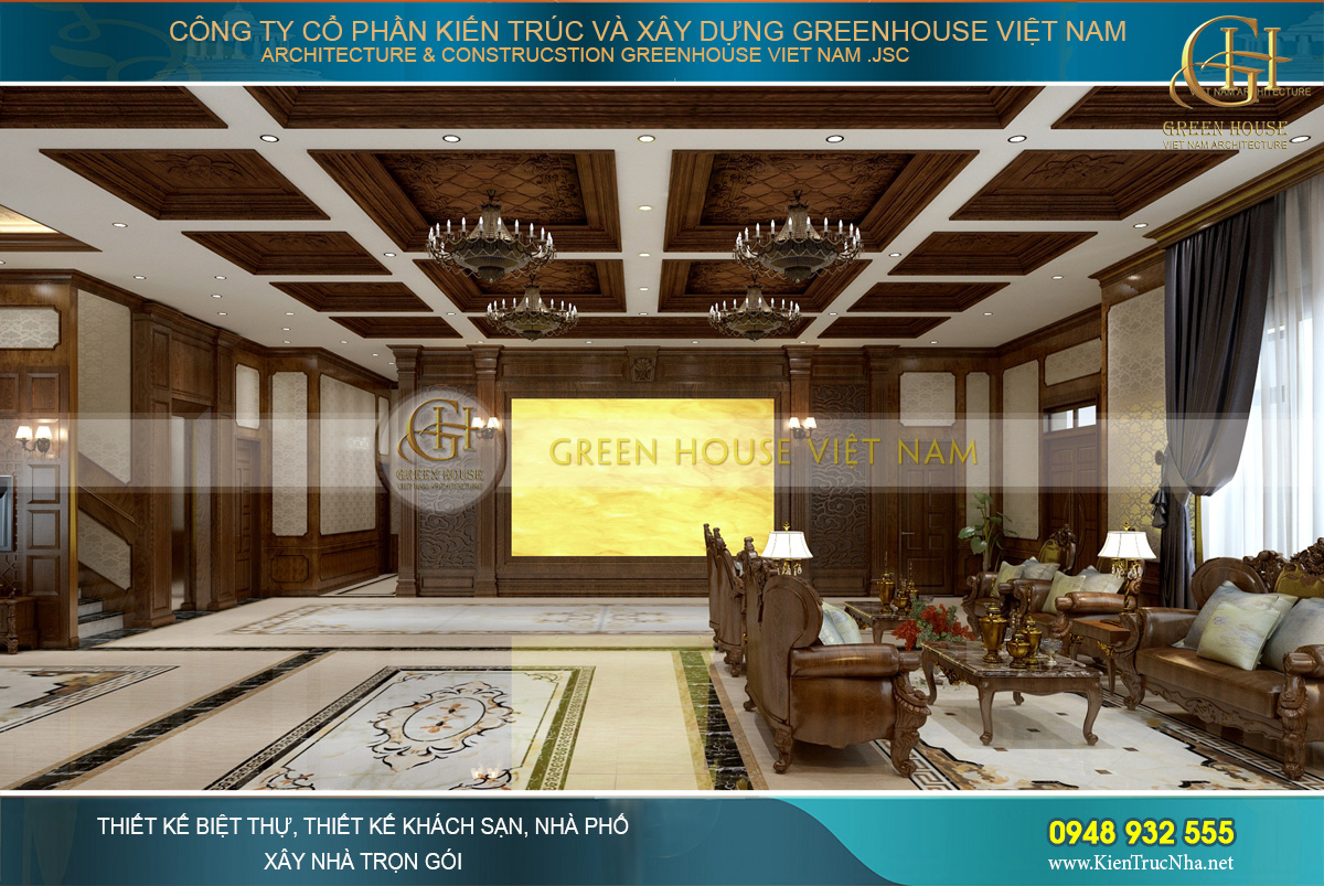 thiết kế nội thất biệt thự tân cổ điển 3 tầng