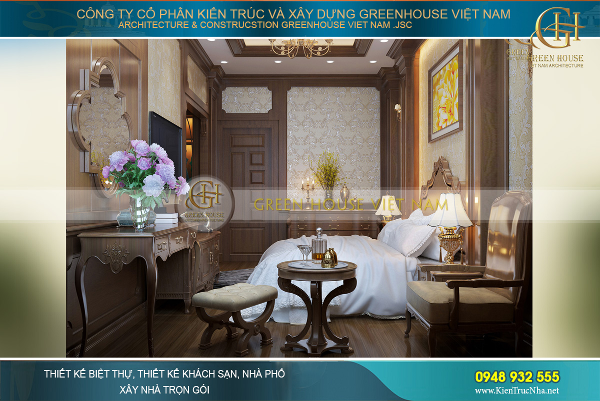 thiết kế nội thất biệt thự tân cổ điển 3 tầng