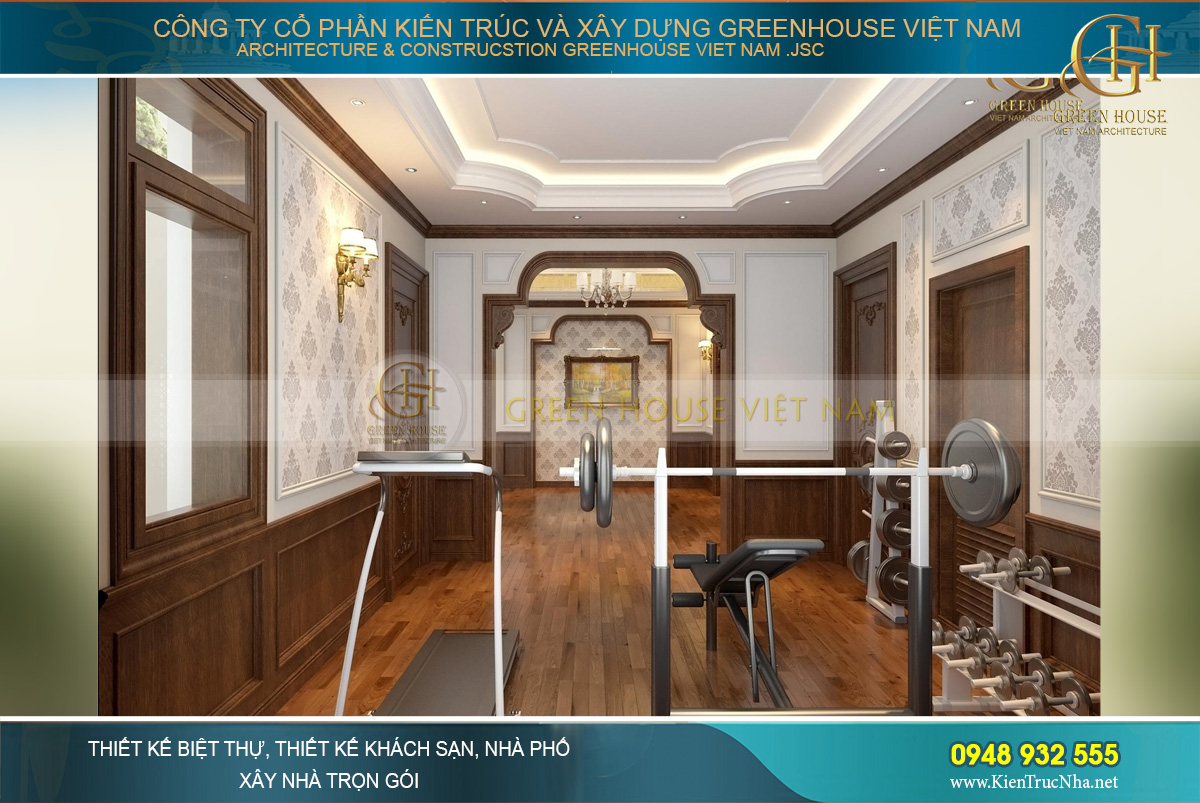 thiết kế nội thất biệt thự tân cổ điển 4 tầng bắc giang