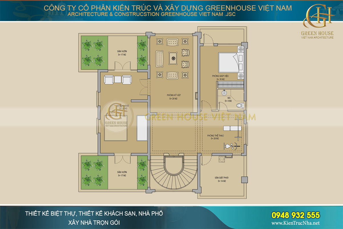 thiết kế nội thất biệt thự tân cổ điển 4 tầng bắc giang