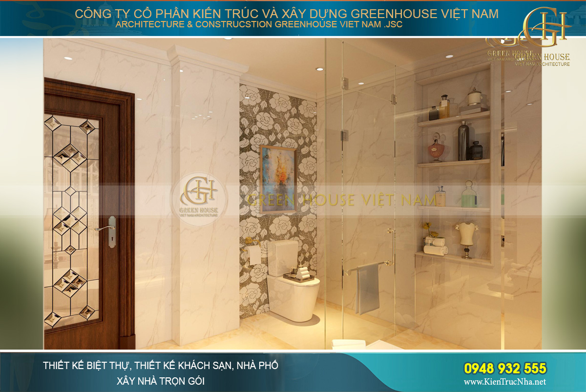 thiết kế nội thất biệt thự tân cổ điển 4 tầng bắc giang