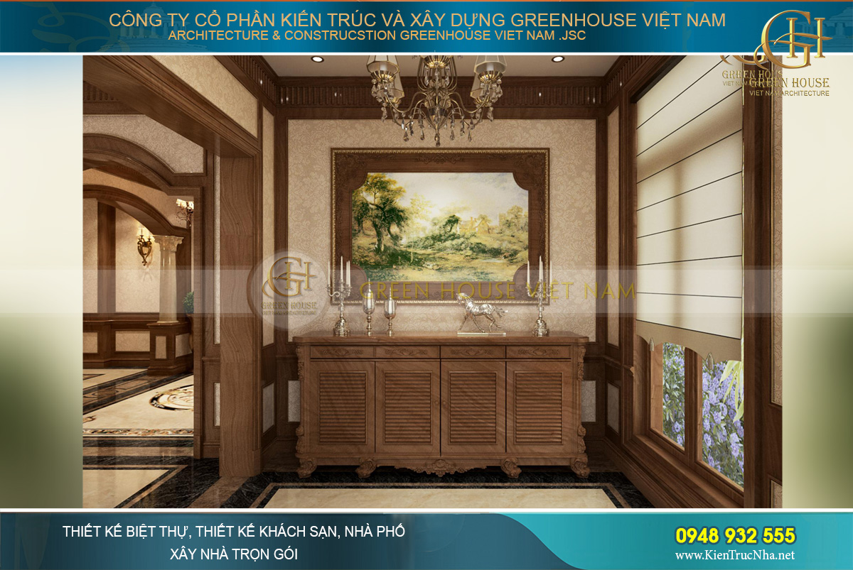 thiết kế nội thất biệt thự tân cổ điển 4 tầng bắc giang