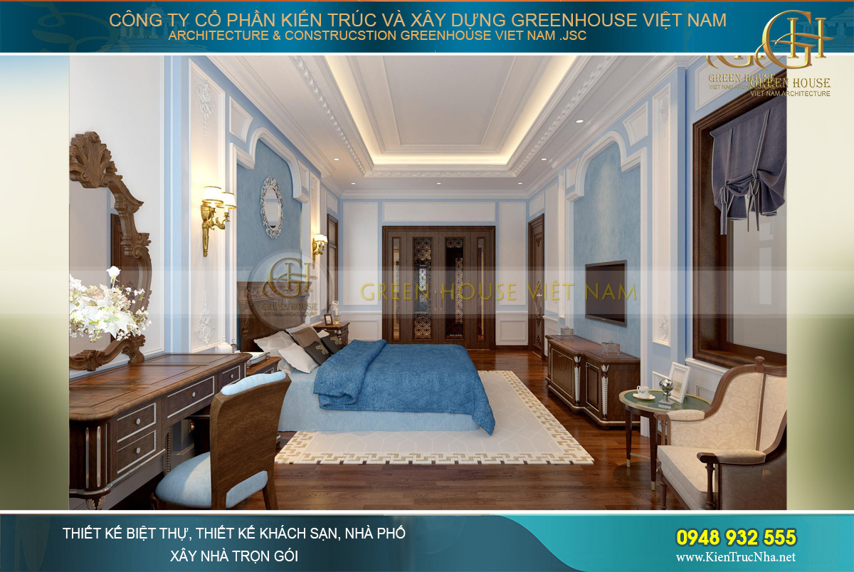 thiết kế nội thất biệt thự tân cổ điển 4 tầng bắc giang