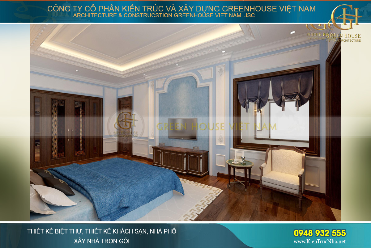 thiết kế nội thất biệt thự tân cổ điển 4 tầng bắc giang