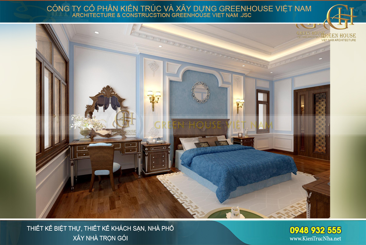 thiết kế nội thất biệt thự tân cổ điển 4 tầng bắc giang