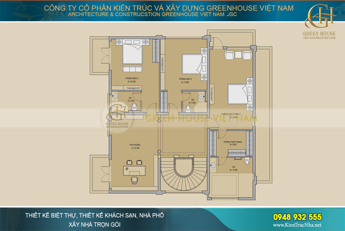 thiết kế nội thất biệt thự tân cổ điển 4 tầng bắc giang