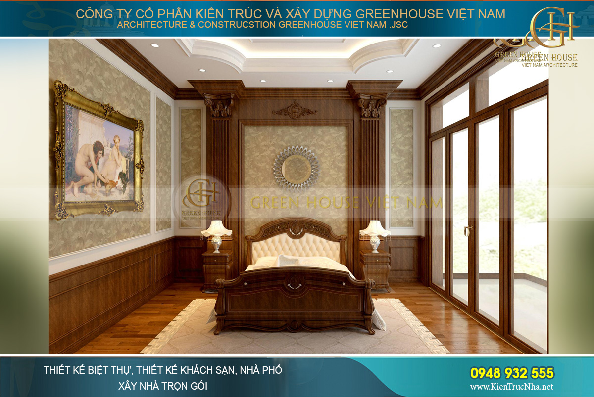 thiết kế nội thất biệt thự tân cổ điển 4 tầng bắc giang